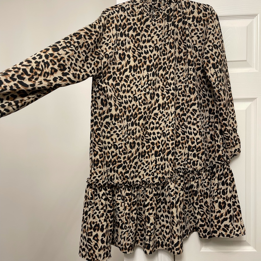 Asos Leopard Dress 8 Long Sleeve Oversized